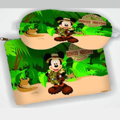 Kit Necessaire e Mascara Dormir personalizada para lembrancinhas do Mickey Safari