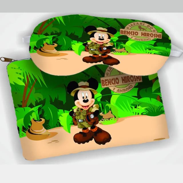 Kit Necessaire e Mascara Dormir personalizada para lembrancinhas do Mickey Safari
