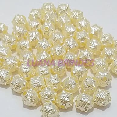 Perola Balãozinho Creme 8mm Pacote com 100 Unidades