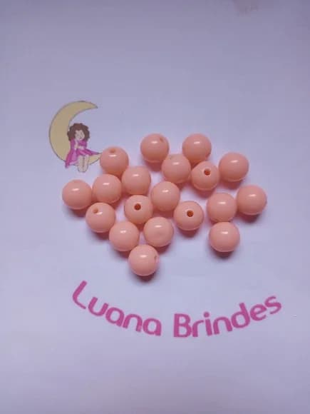Bolinha Plástica Leitosa Salmon Furo 10mm Pct 100 Unidades