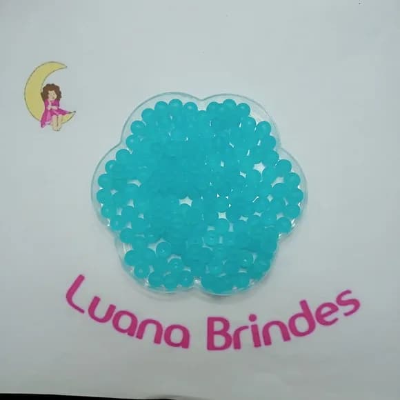 Bola Fosca Com Furo Azul Tiffany 8mm Pct 100 Unidades