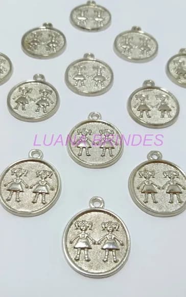 Medalha Meninas em Prata - pct c/10 unid