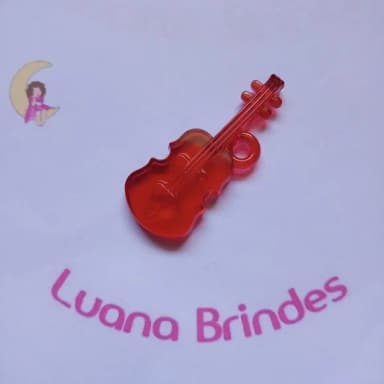 Violão Pingente Vermelho de Acrilico 5,3cm Pct 11 Unidades