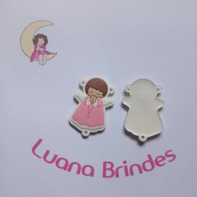 Entremeio Anjinho Rosa Fundo Branco 5cm Pct 4 Unidades