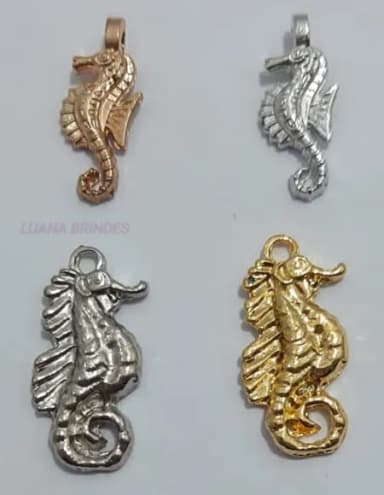 Kit Pingentes Cavalo Marinho Variados de Metal-pct c/12 unid