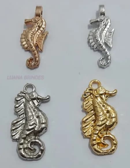Kit Pingentes Cavalo Marinho Variados de Metal-pct c/12 unid