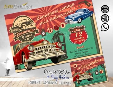 CONVITE DIGITAL C/TAG Carro Vintage