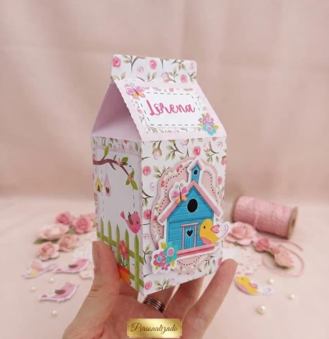 Kit 10 Caixinhas Milk Personalizadas - Tema Jardim Encantado (Compre e Monte)