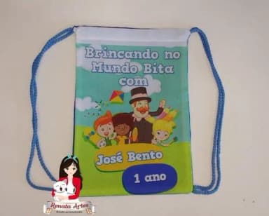Mochila de Tecido Azul Personalizada Mundo Bita