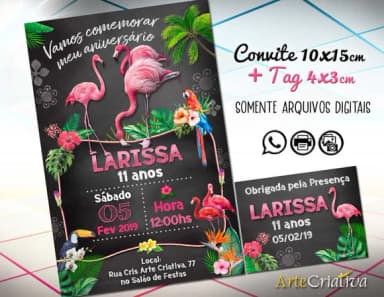 CONVITE DIGITAL C/TAG Flamingo Chalk