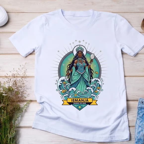 Camiseta Iemanjá Rainha do Mar Religiosa Afro-brasileira