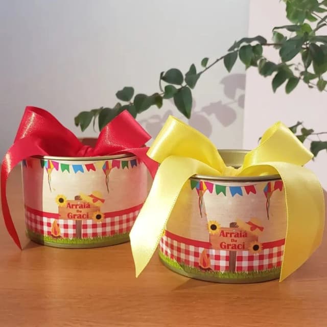 Lembrancinha de festa junina tubolata 5x7 Tampa Metalizada Dourada