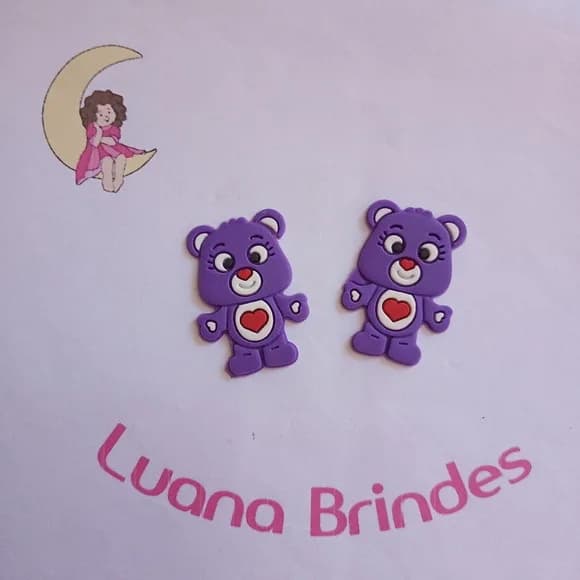 Aplique Ursinho Carinhoso Lilas Emborrachado Pct 6 Unidades