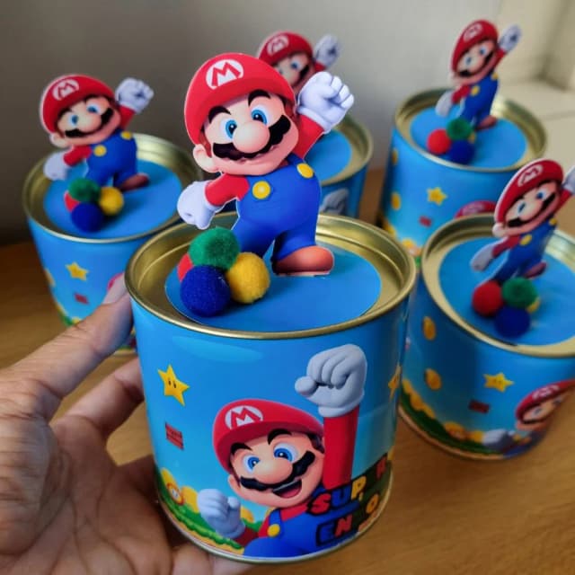 Centro de mesa Mario Bros tubolata 9x9 com aplique 3D