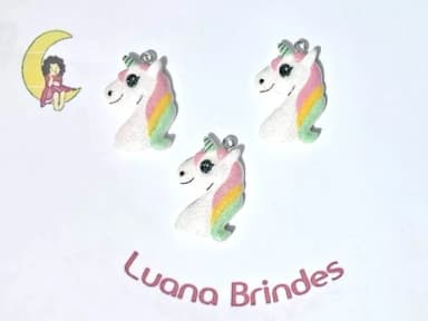 Pingente Unicórnio 3cm Resina C/glitter Pacote C/10 Unidades