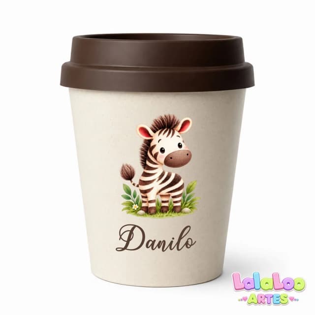 Mini Copo Safari Baby Eco Madeira 250ml com Tampa Bucks