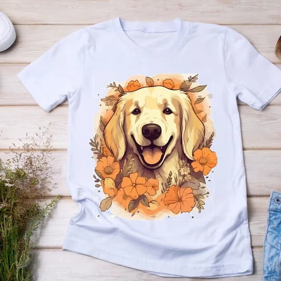 Camiseta Golden Retriever Floral