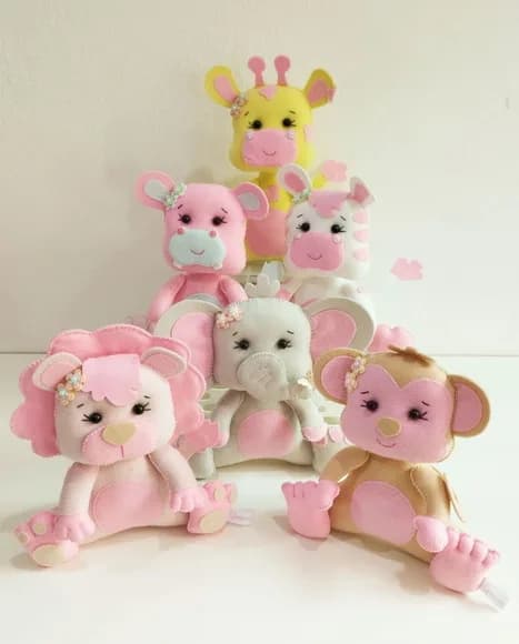 Combo Centro de Mesa Safári Baby Rosa 10 Peças