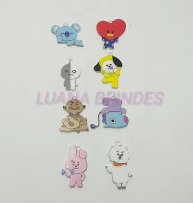 Pingentes Mascote Bts em Acrílico U.v - Pct C/8 Unidades