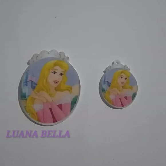 Kit Aplique e Pingente acrílico Bela Adormecida-pct c/3 Kits