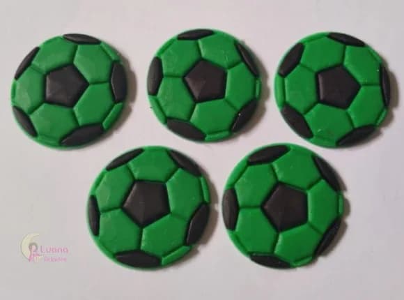 Aplique Bola de Futebol Verde de Borracha Pct 8 Unid