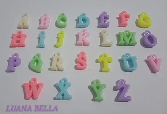 Pingente de Letras de acrílico colorido-pct c/3 Abecedário