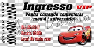 Convite Ingresso Cars