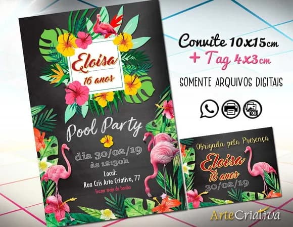 CONVITE DIGITAL C/TAG Flamingo Chalk 2