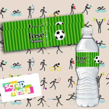 Adesivo Personalizado Rótulo Água 5x19,5 Futebol