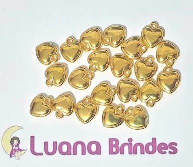 Pingente Coração Abs Dourado 1,5cm Pacotes com 40 Unidades