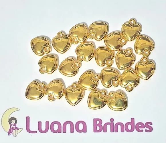 Pingente Coração Abs Dourado 1,5cm Pacotes com 40 Unidades