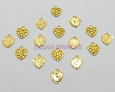 Pingente Coração Cravejado em Metal Dourado - pct c/12 unid