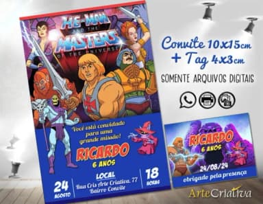 Convite Digital C/tag Master Universe He Man 3