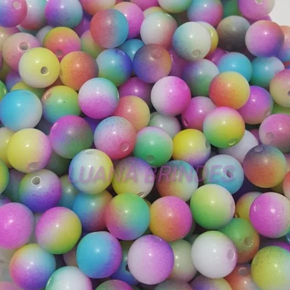 Bolinha Acrilica Tie Dye Roxa Verde 10mm Pct 100 Unidades