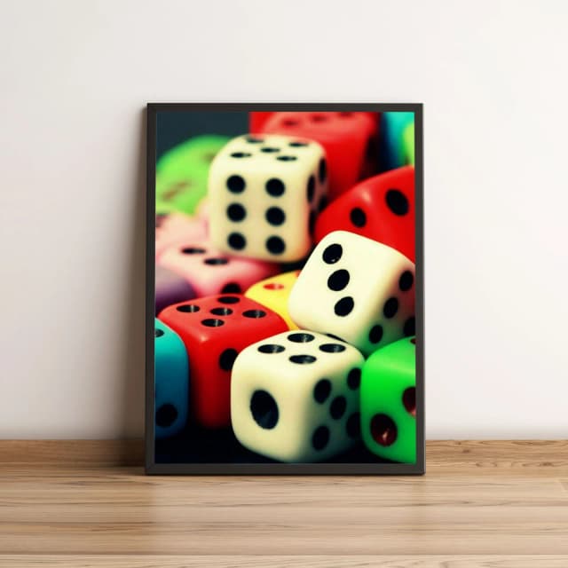 Quadro Decorativo Dados Coloridos Jogos Tabuleiro 2246