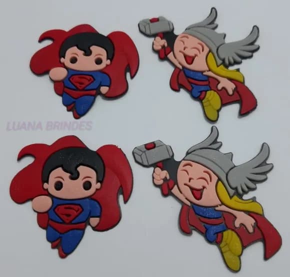 Aplique Emborrachado de Super Heróis - pct c/6 unidades