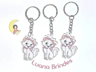 Chaveiro Gatinha Marie Acrílico Impresso - 5 Unidades