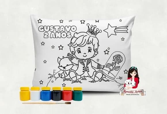Almofada com Tinta para Colorir Pequeno Príncipe