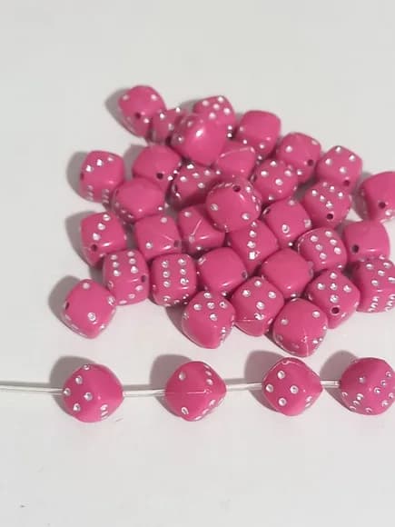 Dadinhos de Acrílico Rosa Pink 8mm - Pacotes C/100