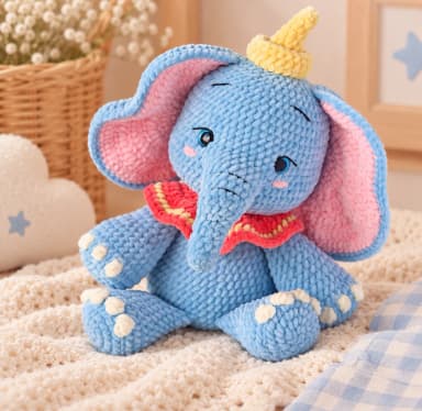 Dumbo Amigurumi de Crochê