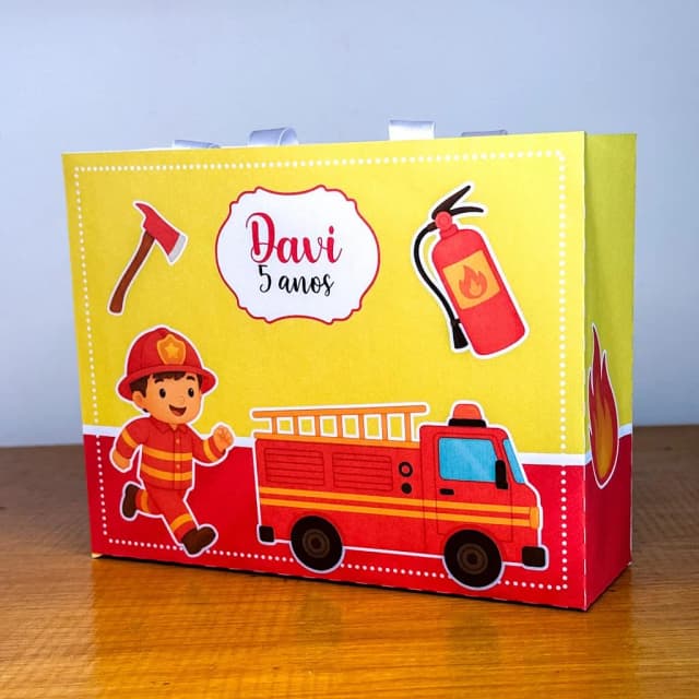 PEGUE E MONTE - Sacolinhas Personalizadas BOMBEIRO - Decoração de Festa | Lembrancinhas | Aniversário | Personalizados