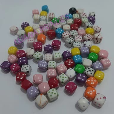 Dadinho Colorido Acrílico C/furo Passante 9mm Pct C/100 un