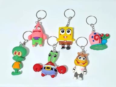 Chaveiro Bob Esponja 3d Emborrachado Pacote com 6 Unidades