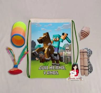 Mochila Boa Infância Tema Minecraft 1