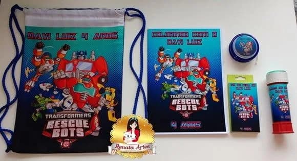 Kit Alegria na Mochila Transformers Rescue Bots