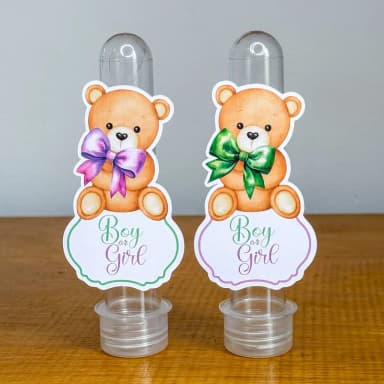 Apliques para Tubetes Personalizados CHA REVELAÇÃO VERDE E LILAS - Decoração de Festa | Lembrancinhas | Aniversário | Personalizados