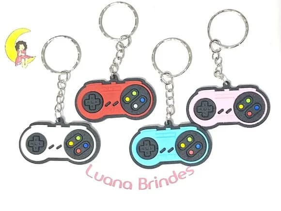 Chaveiro Controle Videogame Nintendo Emborrachado 8 Unidades
