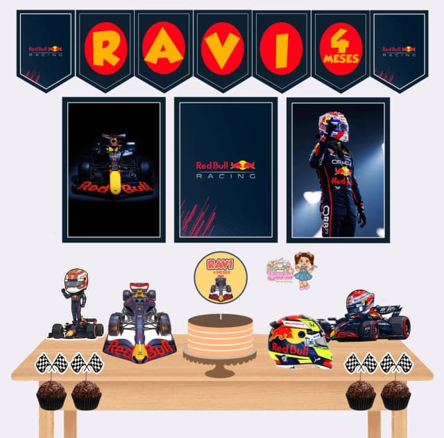 Kit Festa Só Um Bolinho RED BULL RACING - Decoração de Festa