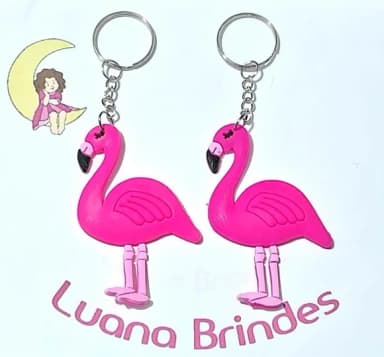 Chaveiro Flamingo Emborrachado 7,2cm - 5 Unidades