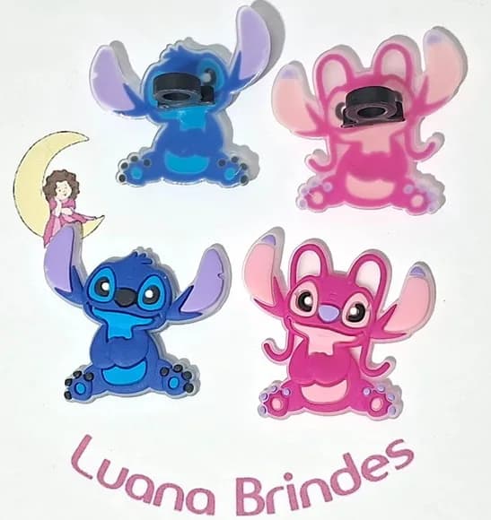 Ponteira P/lápis Stitch e Angel 4cm Pacote com 30 Unidades